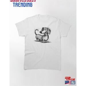 Cheerful Dachshund Sketch Whimsical Messy Fur Delight Classic Tshirt